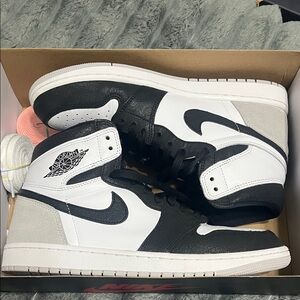 Jordan High-Top Sneakers in Black, White & Light Gray